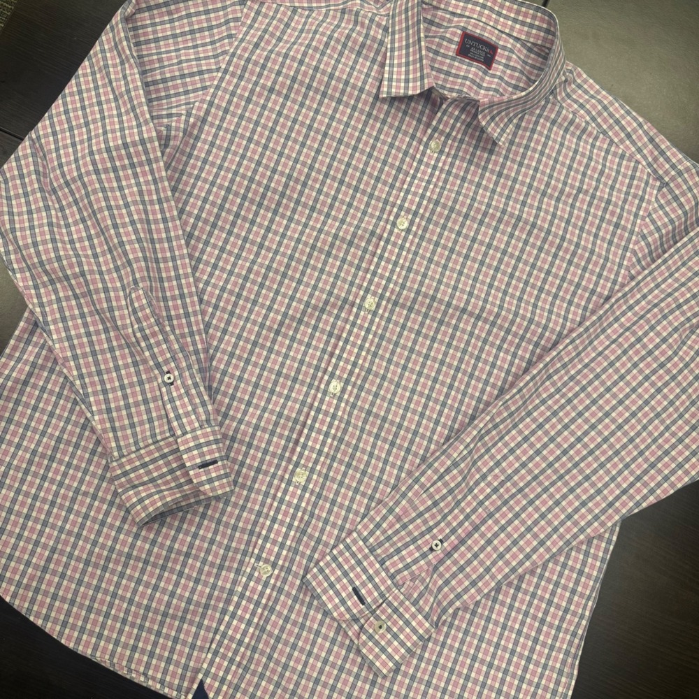 UNTUCKit Pio Cesare Shirt Mens XXL Pink Blue Plaid Excellent Wrinkle Free Cotton